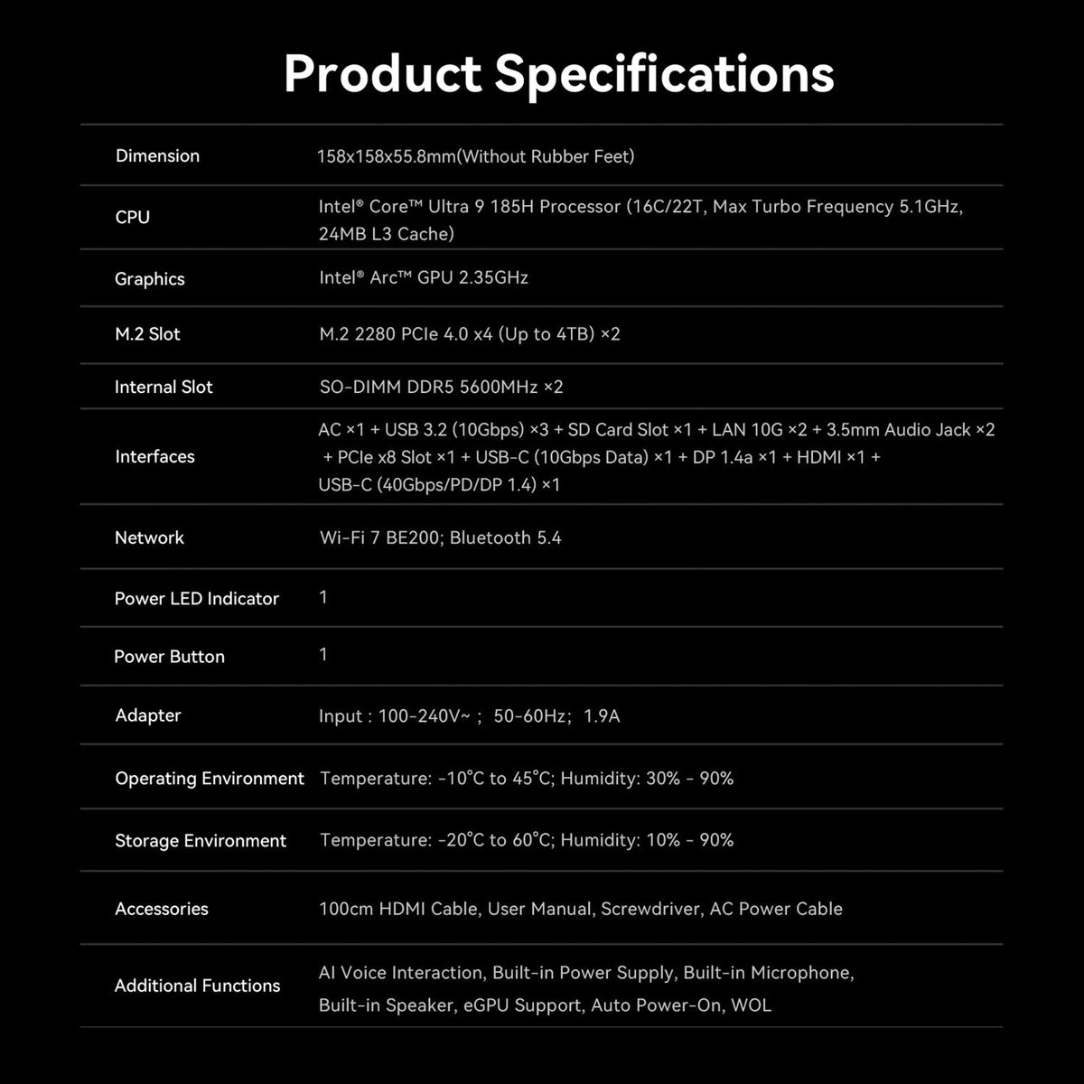 Beelink GTi14 Ultra AI PC Intel® Core™ Ultra 9 185H (OpenClaw Pre-Installed)