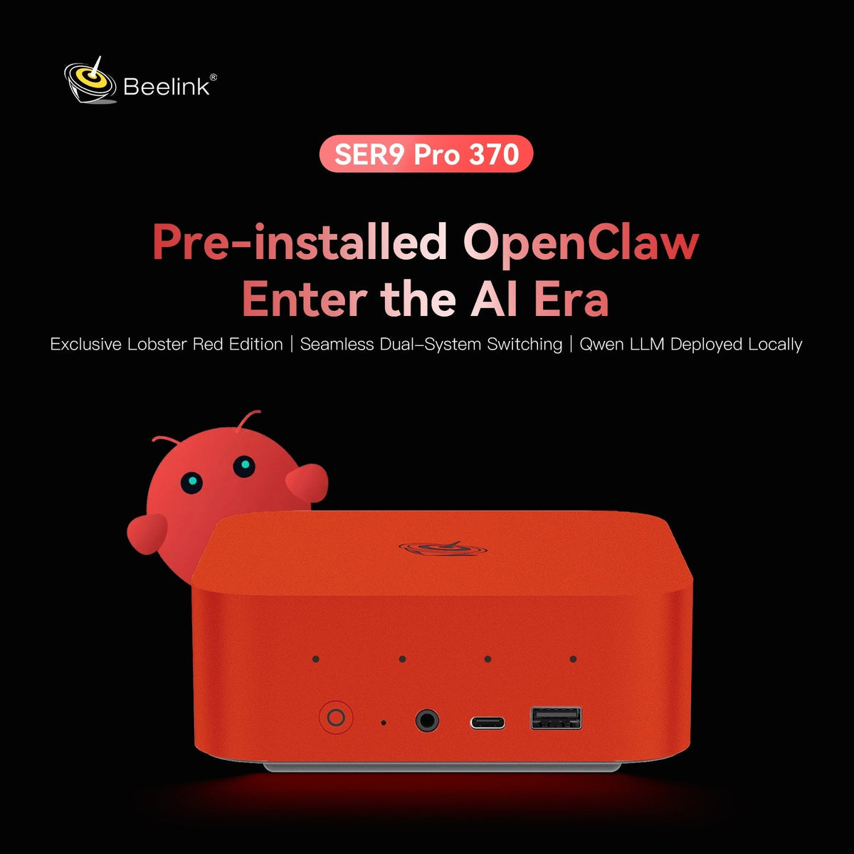 Beelink SER9 PRO AMD Pro Ryzen™ AI 9 HX 370 (OpenClaw & Local LLM Pre-installed)